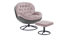 Fotel obrotowy tapicerowany z podnóżkiem różowy - 3.jpg